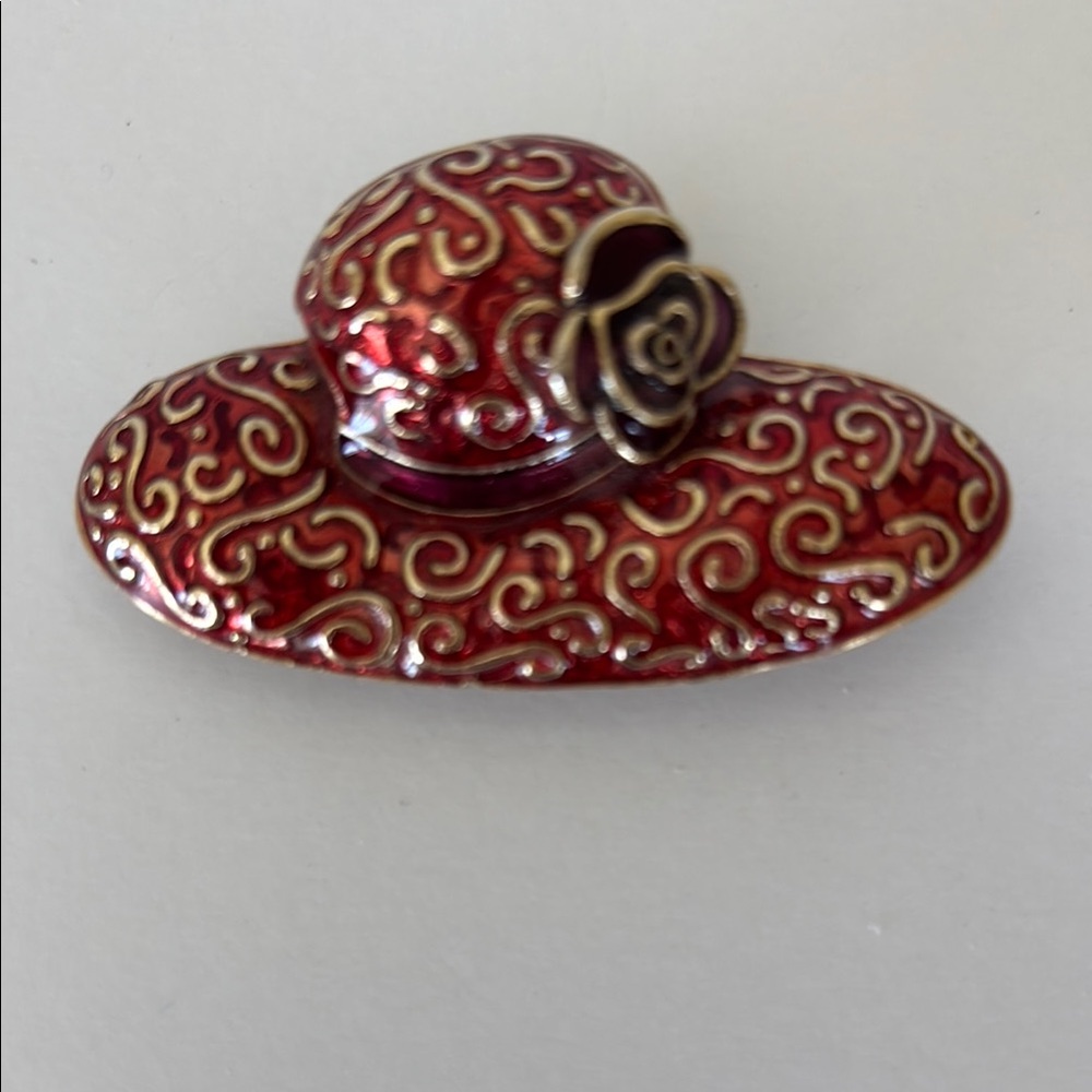 Red and Gold Hat Brooch